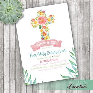 Printable First Holy Communion Invitation // First Communion Invite