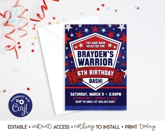 Ninja Warrior Invite Etsy