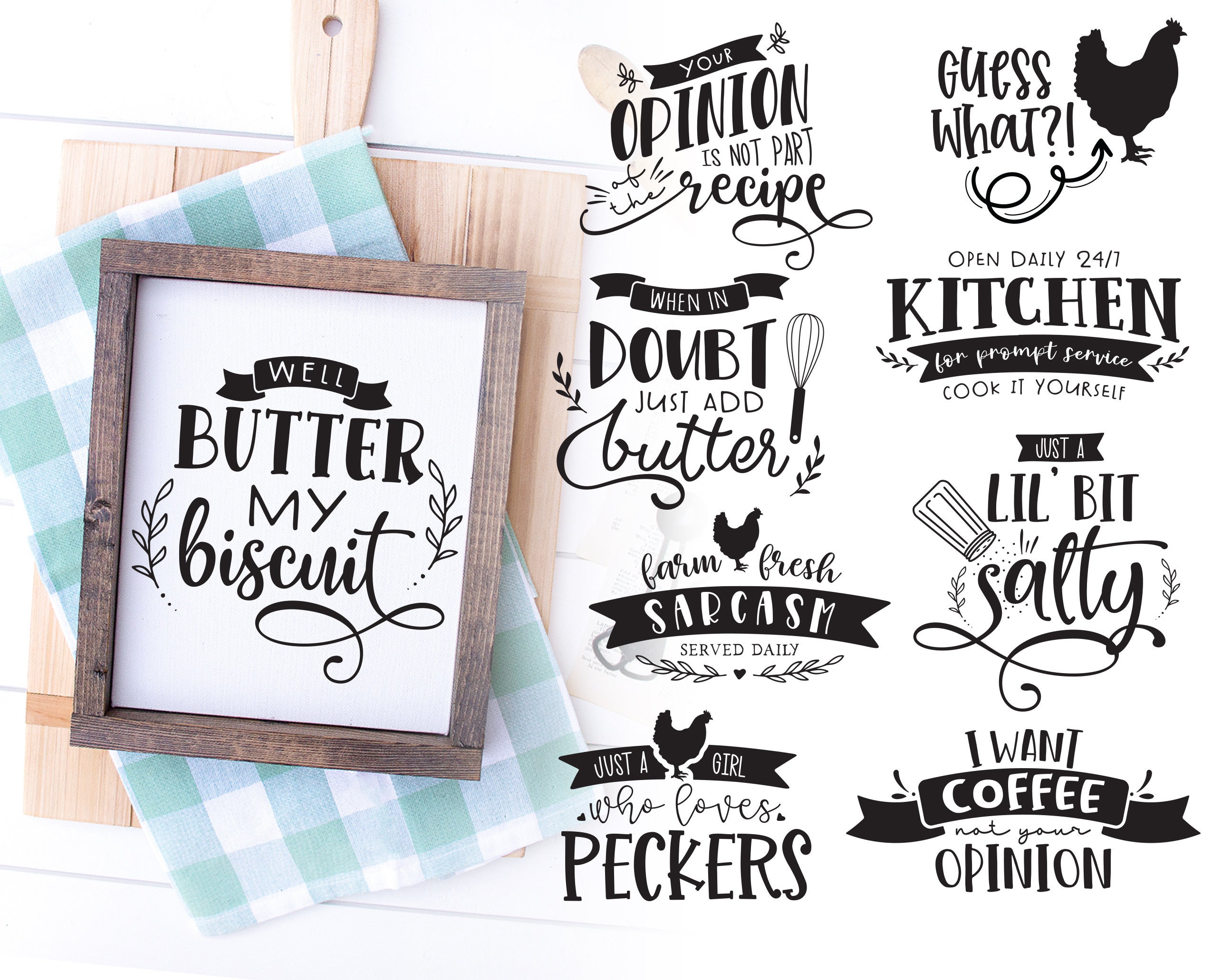 Funny Kitchen SVG Bundle, 25 Kitchen Signs, Home Decor