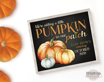 Pumpkin Baby Announcement, Adding a Pumpkin to Our Patch Sign, Baby Announcement Sign, Halloween Baby Announcement Sign, Pregnancy Reveal