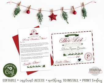 EDITABLE Letter from Santa Claus, Santa Letterhead, North Pole Letterhead, Letter from Santa, Nice List Certificate, Instant Access, Corjl