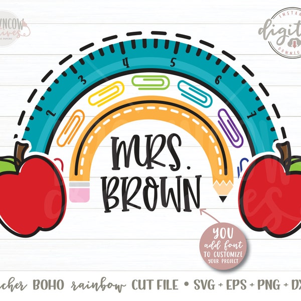 Teacher Boho Rainbow Cut File/SVG, Teaching SVG, Teacher SVG, Teacher Cut Files, Boho Rainbow Cut Files