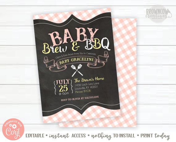 BBQ & Brew Baby Shower Invitation Girl Baby Shower | Etsy España BBQ & Brew Baby Shower Invitation Girl Baby Shower | Etsy España