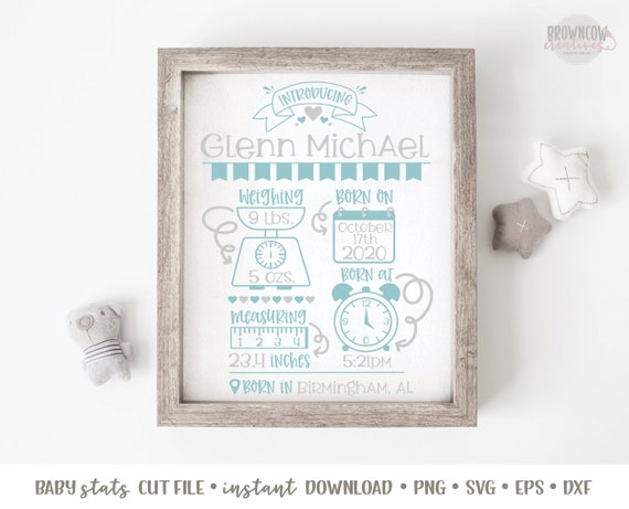 Download Baby Stats Svg File Baby Stats Announcement Cut File Boy Etsy