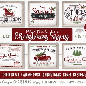 Farmhouse Christmas Sign SVG Bundle, Christmas SVG Bundle, Farmhouse Christmas Sign Cut Files