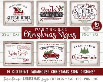 Farmhouse Christmas Sign SVG Bundle, Christmas SVG Bundle, Farmhouse Christmas Sign Cut Files
