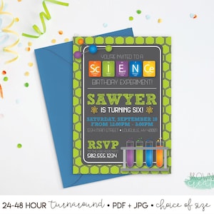 Printable Science Birthday Invitation, Scientist Party, Slime Birthday Invitation, Experiment Party image 1