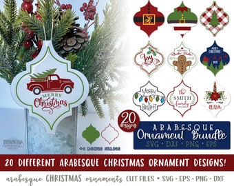 Arabesque Christmas Ornament SVG Bundle, Tile Cut Files