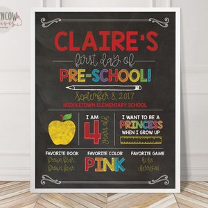 PRINTABLE // Back to School Chalkboard Photo Poster // First Day of School Sign // 1st Day Poster // Primary Colors Edition