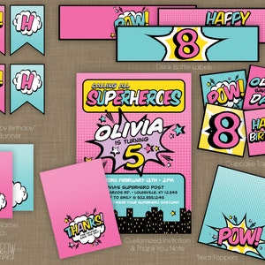 PRINTABLE Girl Superhero Party Kit image 1