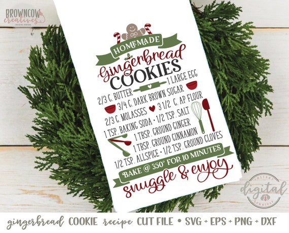 Gingerbread Cookie Recipe SVG/Cut File, Christmas SVG, Christmas Cut File Digital Download Il_570xn