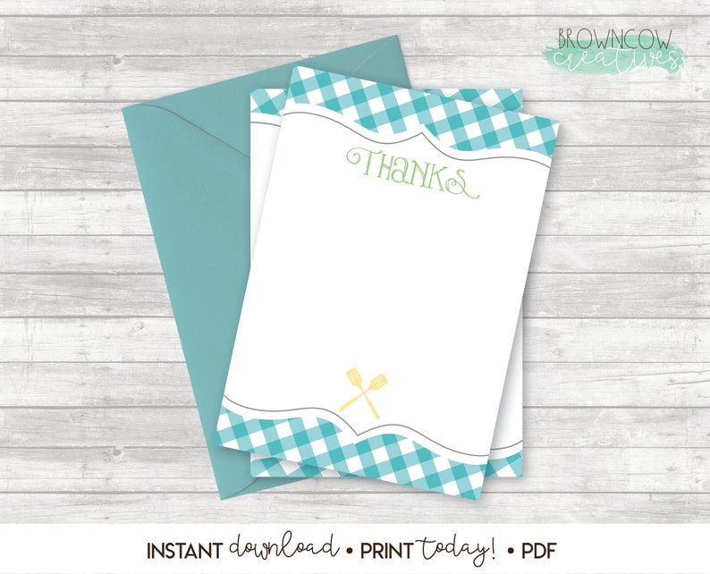 Instant Download Bbq Baby Boy Shower Thank You Note Etsy