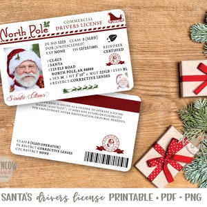 Santa Claus Drivers License PRINTABLE, Santa License Printable File