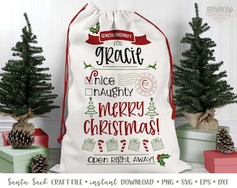 Santa Sack SVG Cut File, Christmas Tag SVG (Digital Download)