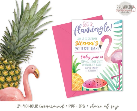 Let's Flamingle Party Invitation, Flamingo Party, Summer Party Invitation, Summer Birthday, Flamingo, Flamingle Il_570xn