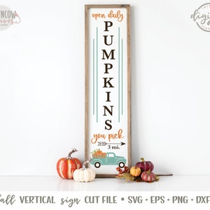 Fall Pumpkins Vertical Porch Sign SVG/Cut File, Instant Download Digital Fall Sign SVG