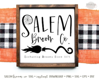 Salem Broom Co. SVG, fichier de coupe signe Halloween vintage