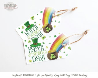 Happy St. Patrick's Day Treat Tag, St. Patrick's Day Hanging Gift Tag, St. Patrick's Day Gift Tag, Instant Download