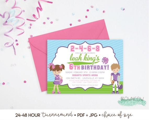 PRINTABLE Cheerleader Party Invitation, Cheer Party Invitation, Football Game Party Invitation Il_570xn