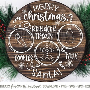 Traktaties voor Santa Tray SVG, Cookies voor Santa SVG, Santa&#39;s Cookies Plate SVG