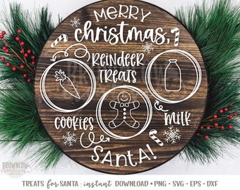 Treats for Santa Tray SVG, Cookies for Santa SVG, Santa&#39;s Cookies Plate SVG