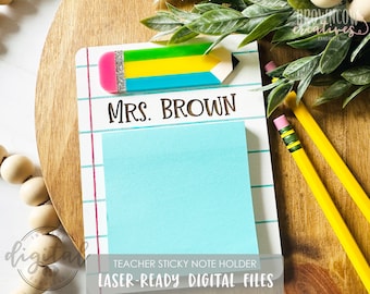 Teacher Notepad Holder Laser Cut File: Pencil Design SVG, PDF (Digital Download)