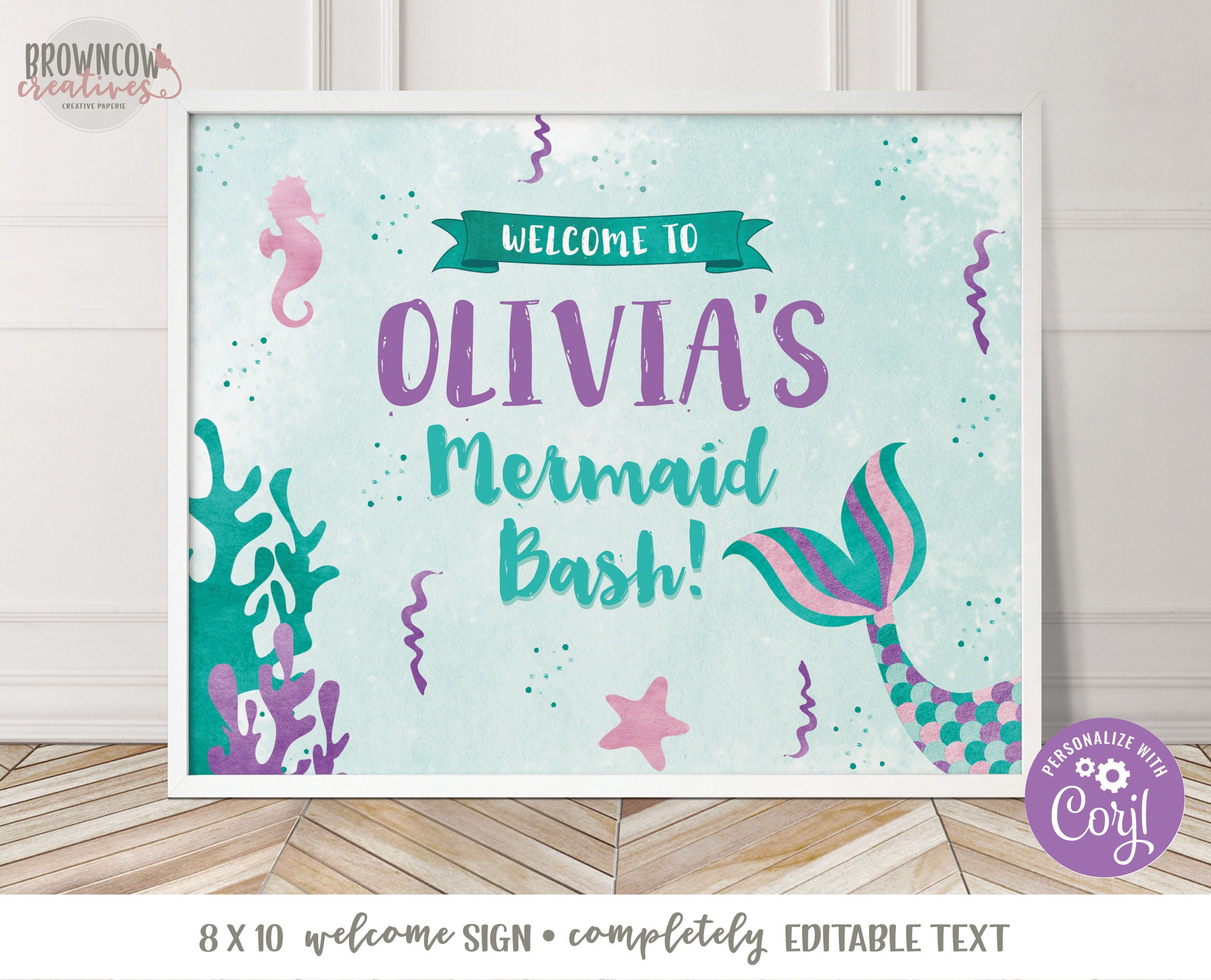 Mermaid Party Decorations Printable Party Favors Under the | Etsy