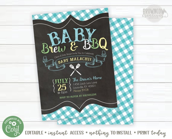 Download Bbq Brew Baby Shower Invitation Boy Baby Shower Invitation Etsy