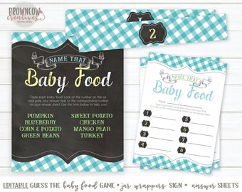 Guess the Baby Food Game, Boy Boy Shower, Baby Food Shower Game, Editable, What's That Baby Food, Baby-Q Shower, Instant Access, BBQ Shower