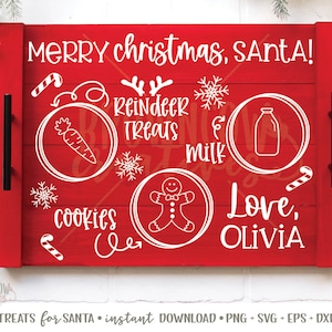 Traktaties voor Santa Tray SVG, Cookies voor Santa Tray SVG, Kerst SVG, Santa Treats Cut File, Cookies voor Santa Cut File