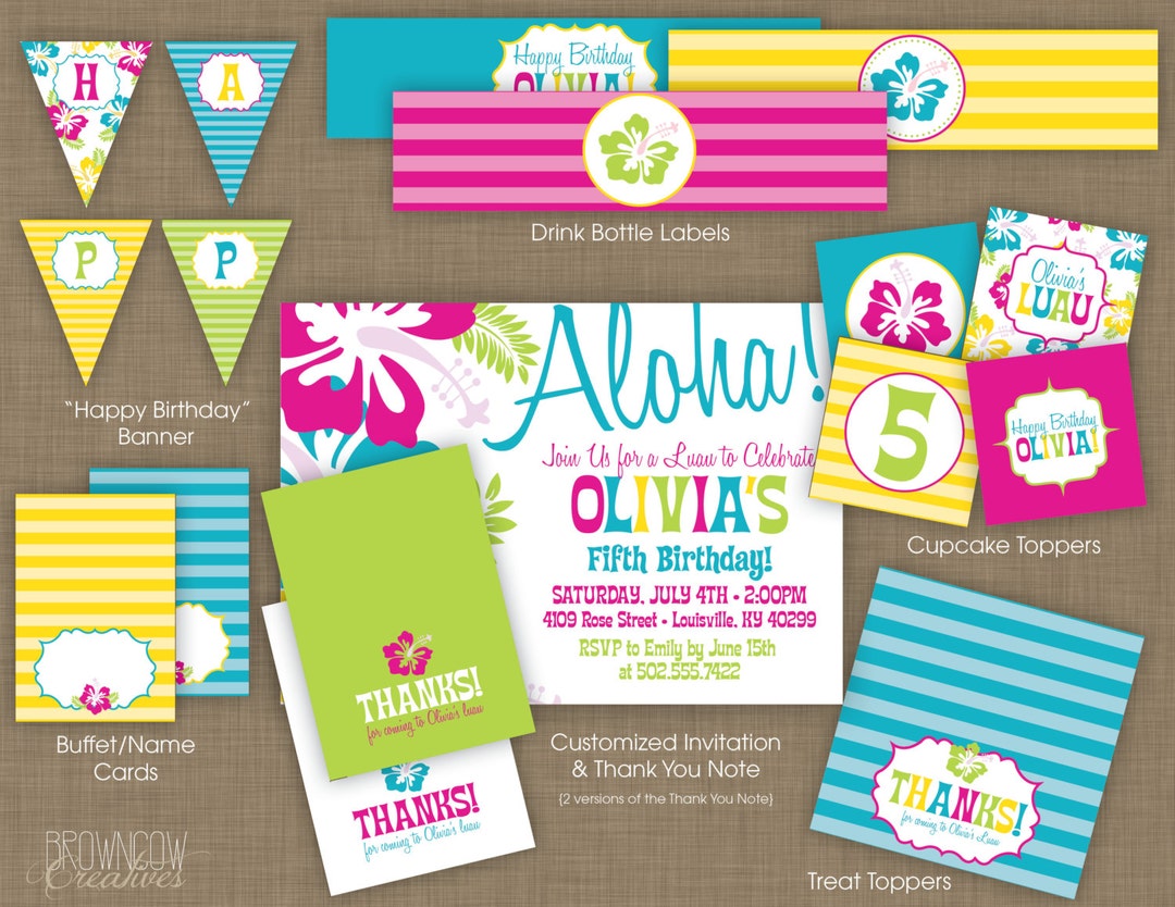 PRINTABLE Luau Part Decoration Kit bright Colors - Etsy