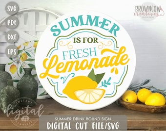 Letrero redondo de limonada de verano SVG, archivo de corte (descarga digital)