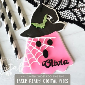 Halloween Basket Tags SVG, Halloween Bag Tag Laser File, Ghost Tag Cut File, Glowforge Halloween File, Halloween Boo Bag Tag Cut File