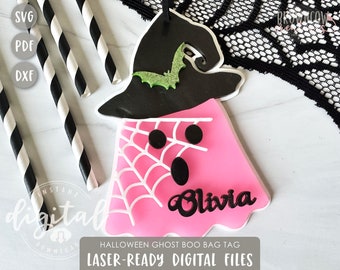 Halloween Ghost Bag Tag SVG: Glowforge Laser Cut File (Digital Download)