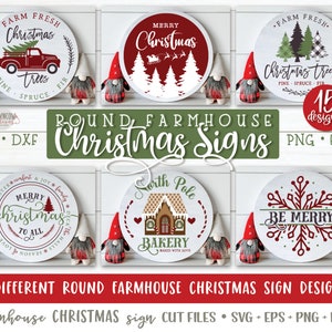 Round Farmhouse Christmas Signs SVG Bundle, Rustic Christmas Signs SVG Bundle, Christmas SVG/Cut Files Bundle, Christmas Signs Cut Files