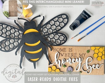 Honey Bee Spring Insert for Interchangeable Mini Leaner, Honey Bee Spring Laser Cut Files, Spring Honey Bee Files for Crafters