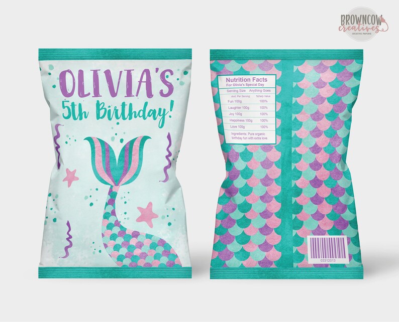 Mermaid Chip Bags, Mermaid Birthday Favors, Mermaid Chip Bag Favors, Editable, Instant Access image 2