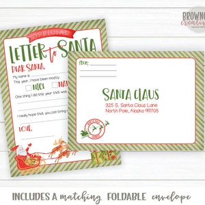 Letter to Santa, Fill in Letter to Santa, Santa Letter, Christmas Wish List Letter, Instant Download image 2