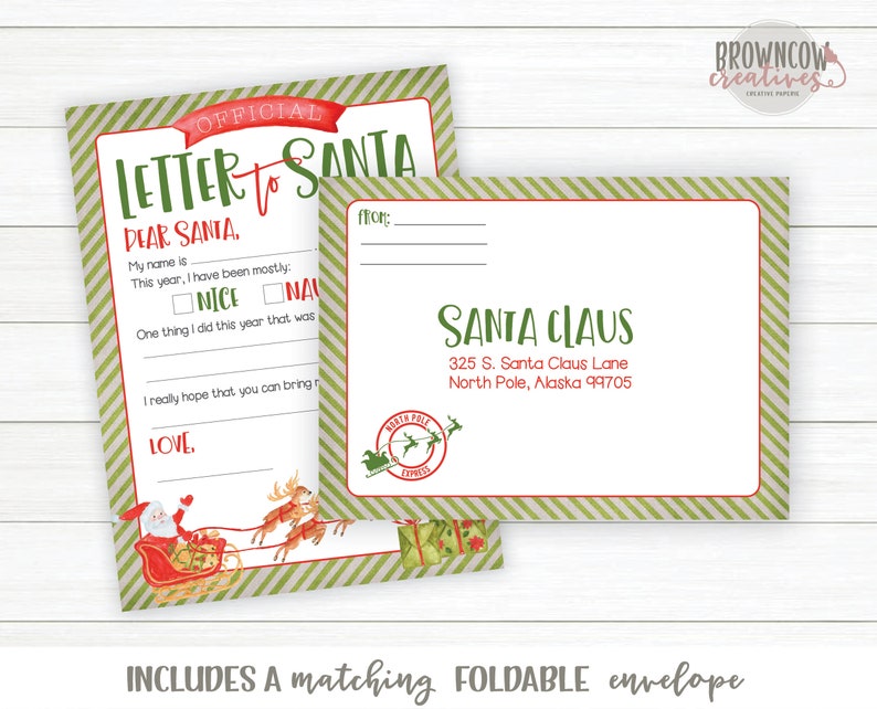 Letter to Santa, Fill in Letter to Santa, Santa Letter, Christmas Wish List Letter, Instant Download image 2