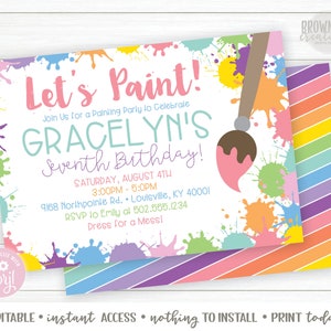 Editable Painting Party Invitation, Art Birthday Party Invitation, Painting Birthday Party Invitation, Instant, Corjl