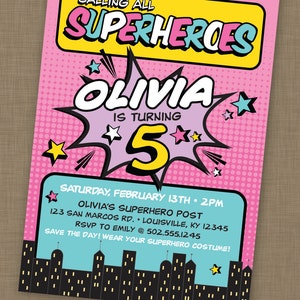 PRINTABLE Girl Superhero Party Kit image 2