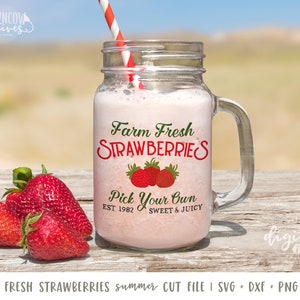 Farm Fresh Strawberries Summer Farmhouse Style SVG/Cut File DIGITAL FILE image 2