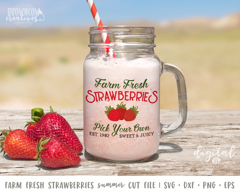 Farm Fresh Strawberries Summer Farmhouse Style SVG/Cut File DIGITAL FILE image 2