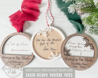 Handdrawn Keepsake Ornament Template: Laser Cut Christmas SVG (Digital File)