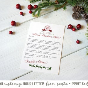 EDITABLE Letter from Santa Claus, Santa Letterhead, North Pole Letterhead, Letter from Santa, Nice List Certificate, Instant Access, Corjl image 2