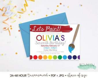 Printable Painting Party Invitation, Art Party Invitation, Create Invitation, Pottery Painting, Painting Party