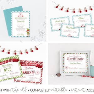 EDITABLE Elf Mischief Kit, Letter from the Elf, Elf Letters, Elf Notes, Christmas Elf, Naughty Nice Report Cards, Nice List, Instant