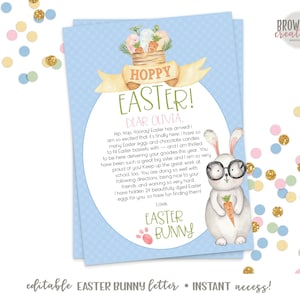 Carta editable del Conejito de Pascua, Carta del Conejito de Pascua, Carta del Conejito de Pascua, Carta editable del Conejito de Pascua, Personalizable