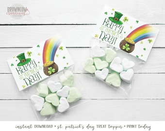 Happy St. Patrick's Day Treat Topper, St. Patrick's Day Treat Topper Gift Tag, St. Patrick's Day Treat Topper, Instant Download