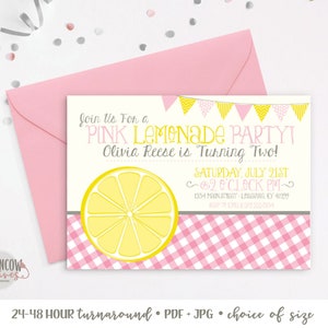 PRINTABLE Pink Lemonade Birthday Party Invitation